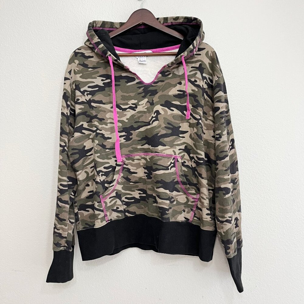 Roper Camo Hoodie Size Large Women's Green Pink Cross Sweatshirt Sweater